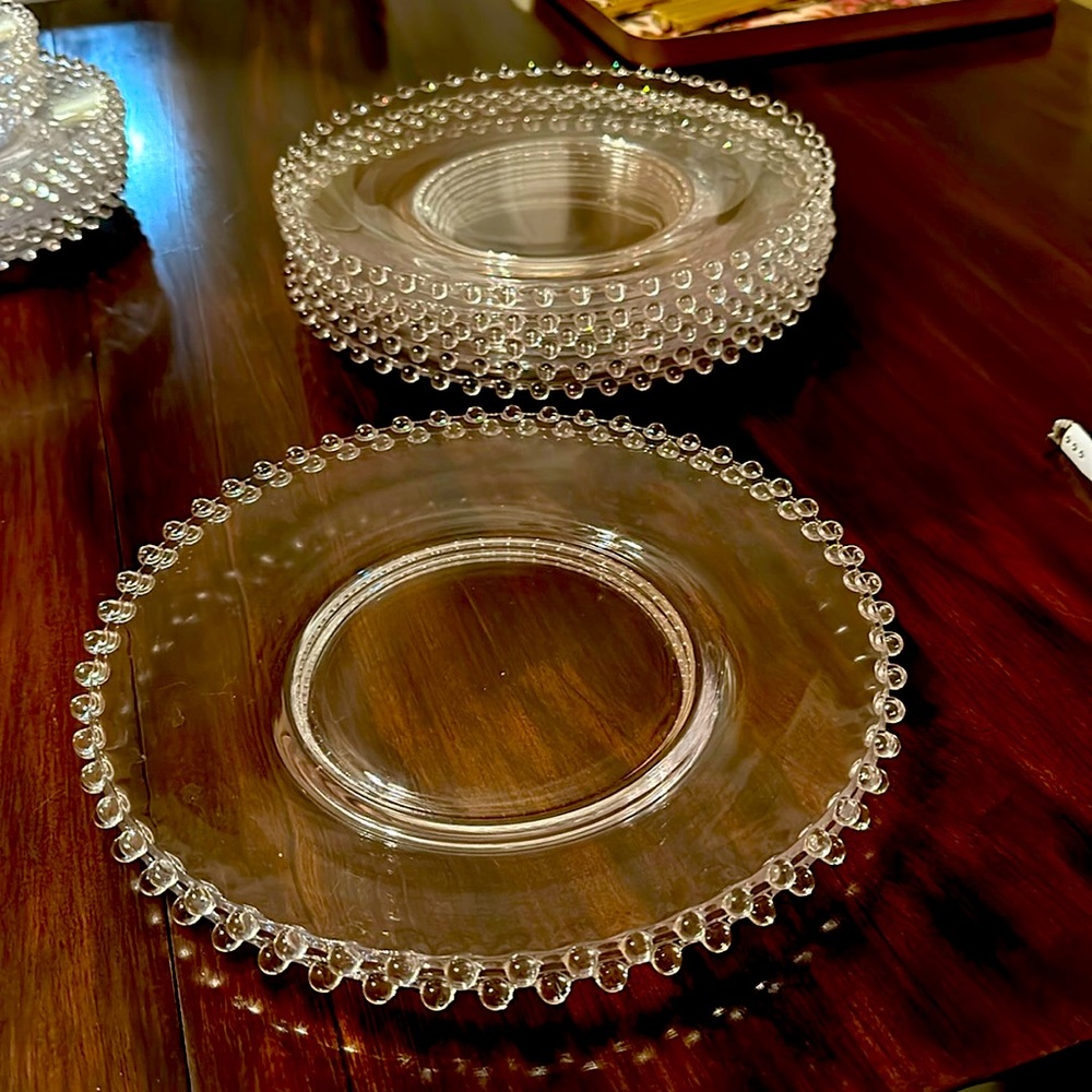 Imperial glass candlewick large dinner plates 10.5 inches bead edge to bead edge